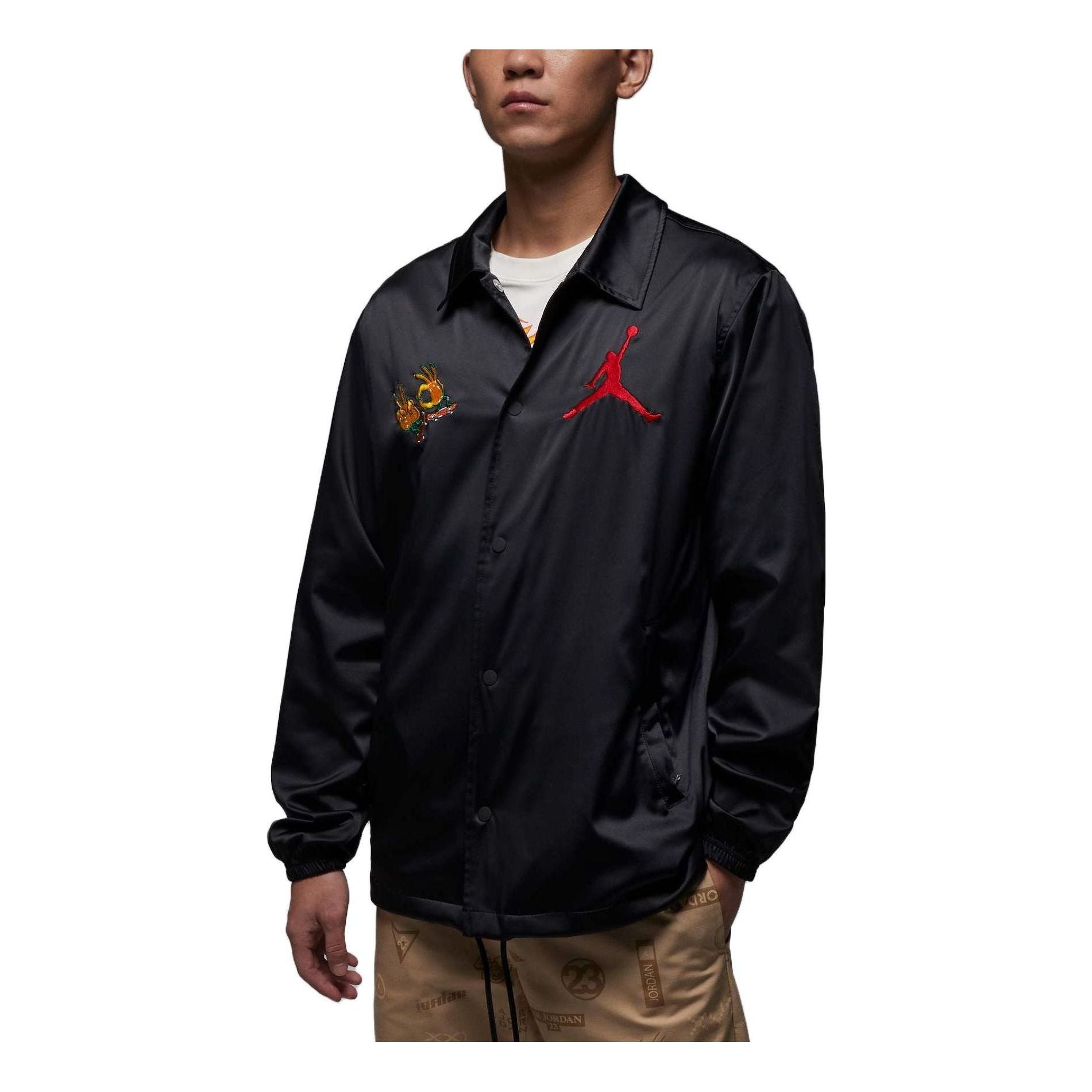 Air Jordan Fire Coach Jacket Black FJ7709 010 SneakerSouqq