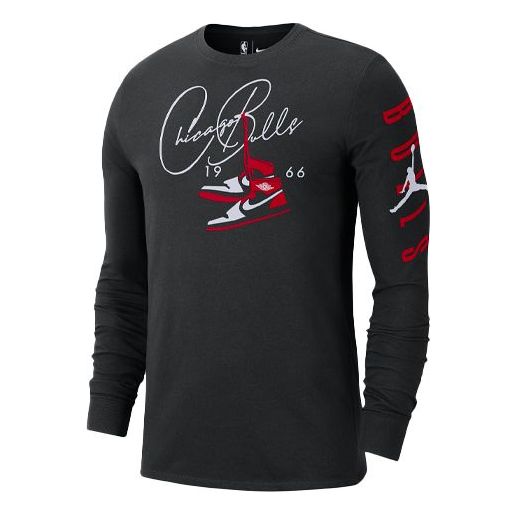 Air Jordan NBA Courtside Chicago Bulls Round Neck Pullover Long Sleeves Black DA6527-010