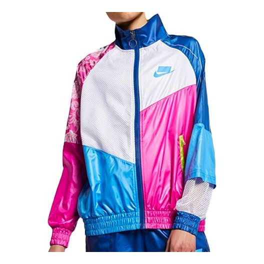 (WMNS) Nike Sportswear Woven Jacket White/Pink/Blue Colorblock AR3026-412