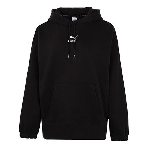 (WMNS) PUMA Classics Oversized TR Embroidery Logo Hoodie Black 535320-01