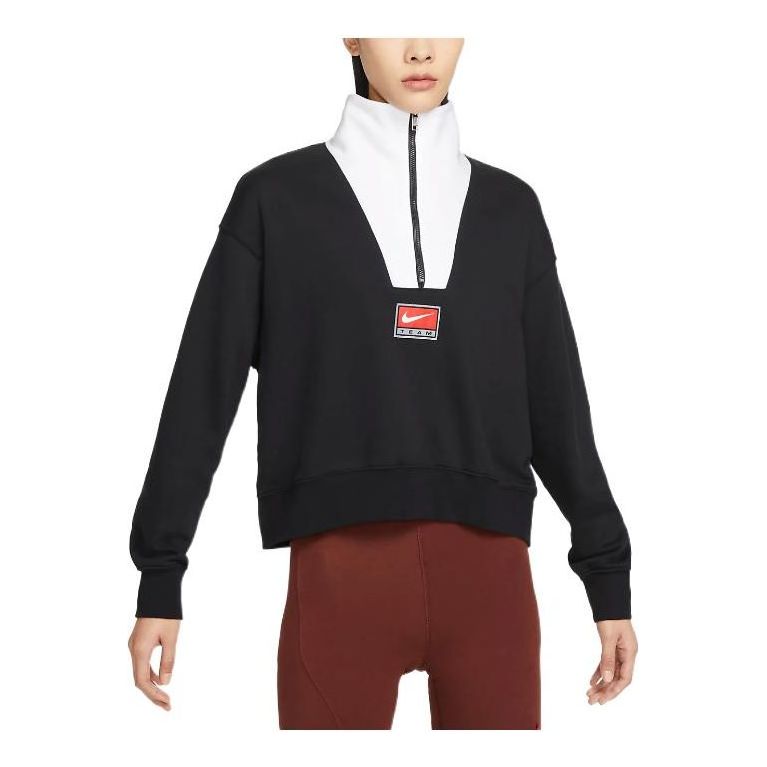 (WMNS) Nike NSW Team Fleece Top 'Black White Red' DQ6944-010