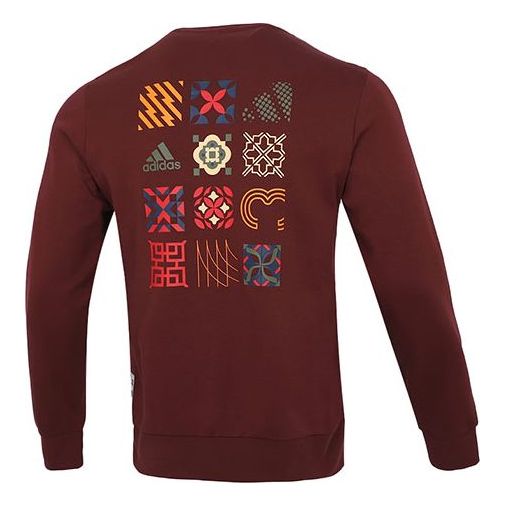 Men's adidas Cny Gfx Crew2 Pullover Sports Dark Red HC0265
