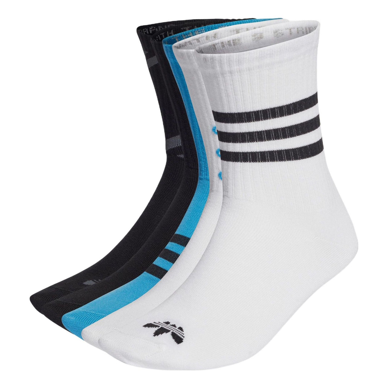 adidas originals Stripe Logo Knit Sports Mid Tops Socks Unisex 1 3 Pairs White / Black / Blue HL9290