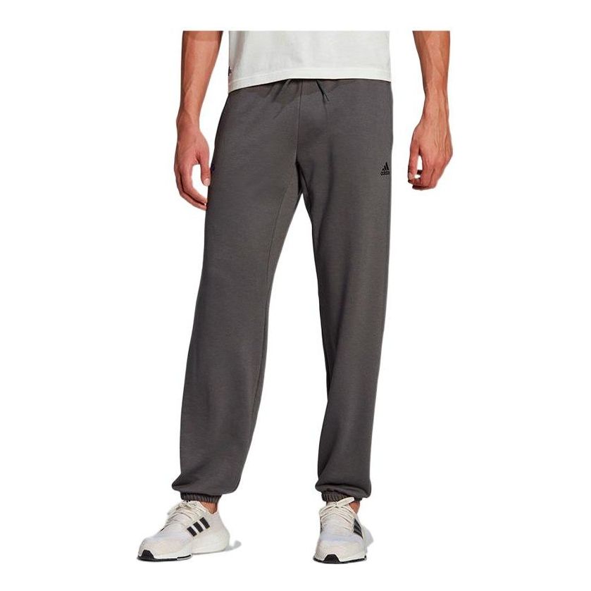 Men's adidas Solid Color Brand Logo Printing Bundle Feet Athleisure Casual Sports Pants Light Grey H61155