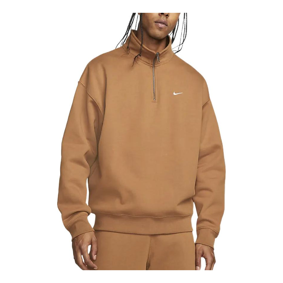 Nike Solo Swoosh 1/4-zip sweatshirt 'Orange Brown' DQ5210-270