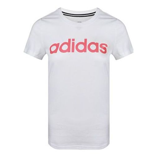 (WMNS) adidas neo Alphabet Casual Round Neck Short Sleeve White GJ7918