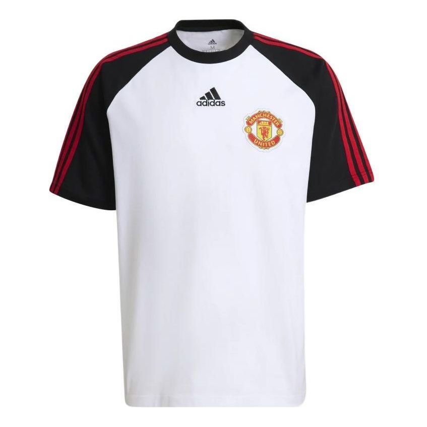 adidas Manchester United Soccer/Football Mufc Tg Tee Casual Sports Round Neck Colorblock Short Sleeve White H64070