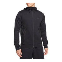 Air Jordan Casual Full-length zipper Knit Hooded Jacket Black DA9855-010