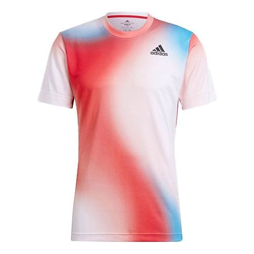 Men's adidas Contrasting Colors Gradient Logo Printing Round Neck Short Sleeve Multicolor T-Shirt H67126
