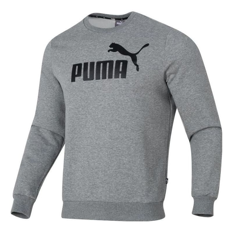 PUMA Letter Print Fleece Pullover Sweatshirt 'Grey Black' 682722-03