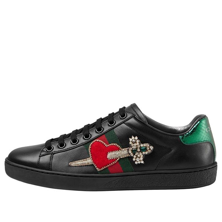 (WMNS) Gucci Ace Series Cowhide Sports Shoe 'Black Green Red' 472990-A38G0-1283