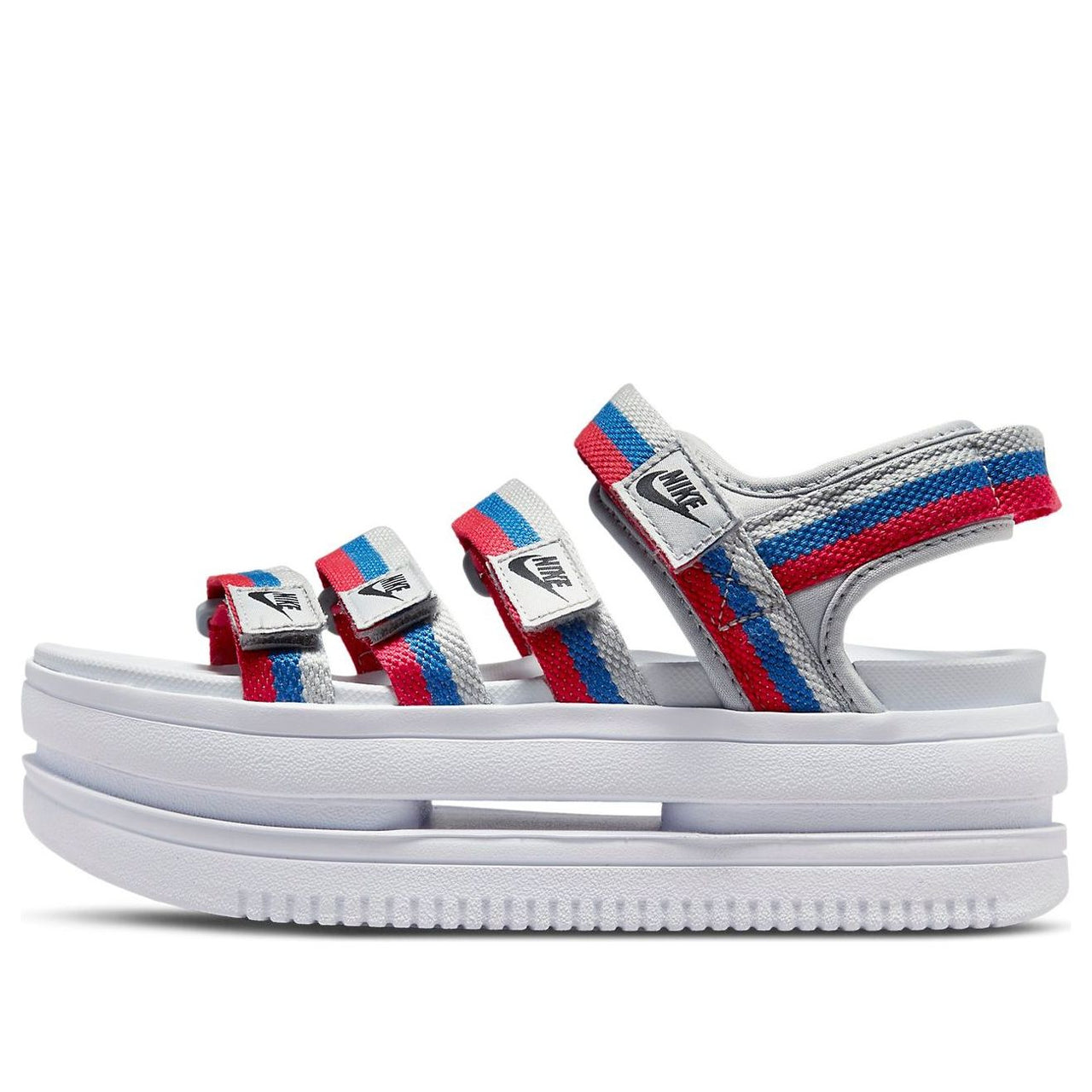 (WMNS) Nike Icon Classic Velcro Thick Sole Stylish Sports White Blue Red Sandals 'White Blue Red' DH0223-003