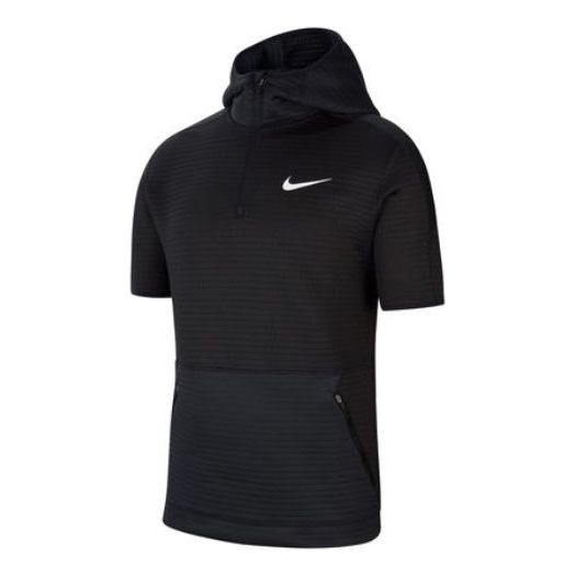 Men's Nike Pro 1/4 Zipper Cardigan Training hoodie Short Sleeve Black CQ8344-010
