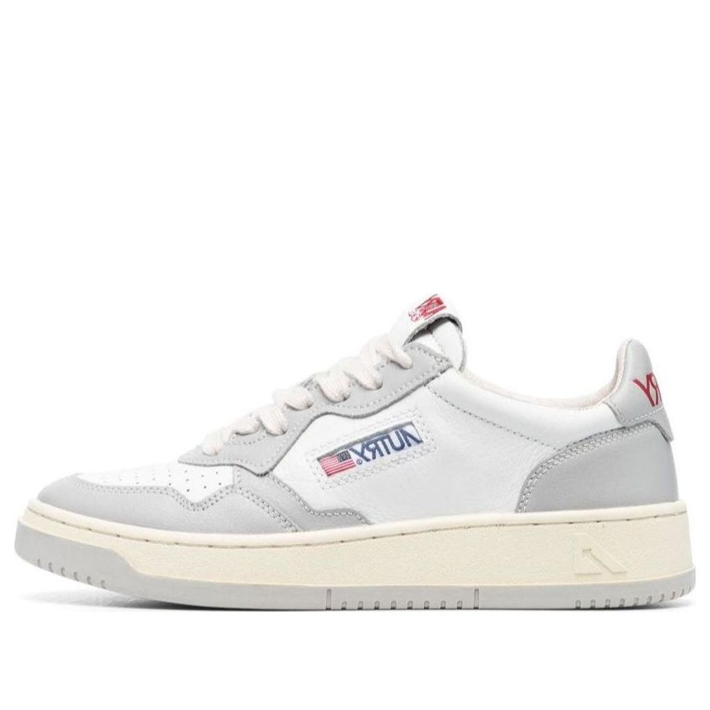(WMNS) AUTRY Medalist Low Leather 'White Grey and Red Logo' AULW-CCC1