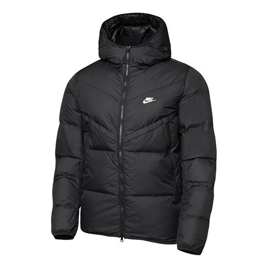 Nike logo Casual Solid Color Hooded Down Jacket Men's Black DD6795-010