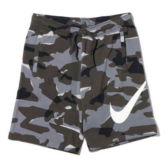 Nike Large Logo Printing Drawstring Shorts Gray Camouflage AQ0603-065