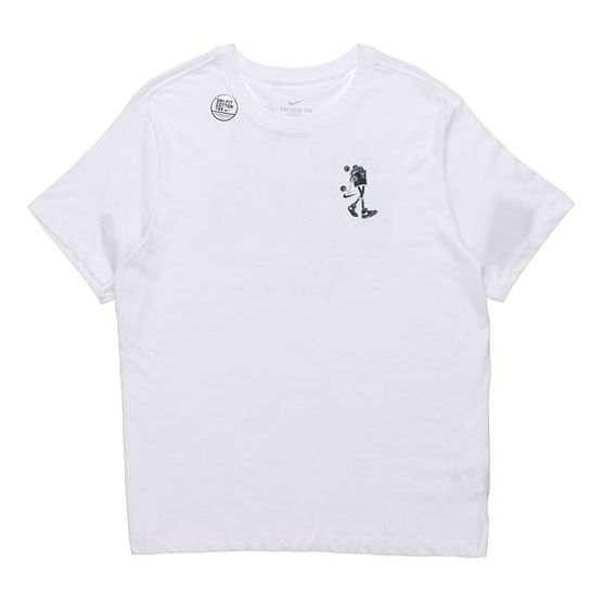 Nike Back Basketball Graffiti Printing Short Sleeve White CD0959-100