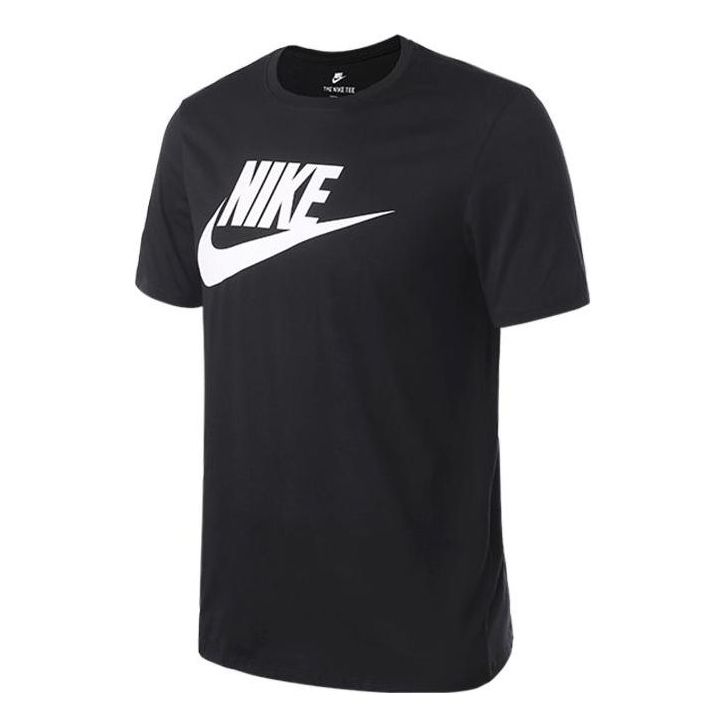Men's Nike Large Logo Printing Round Neck Short Sleeve Black T-Shirt 940432-013