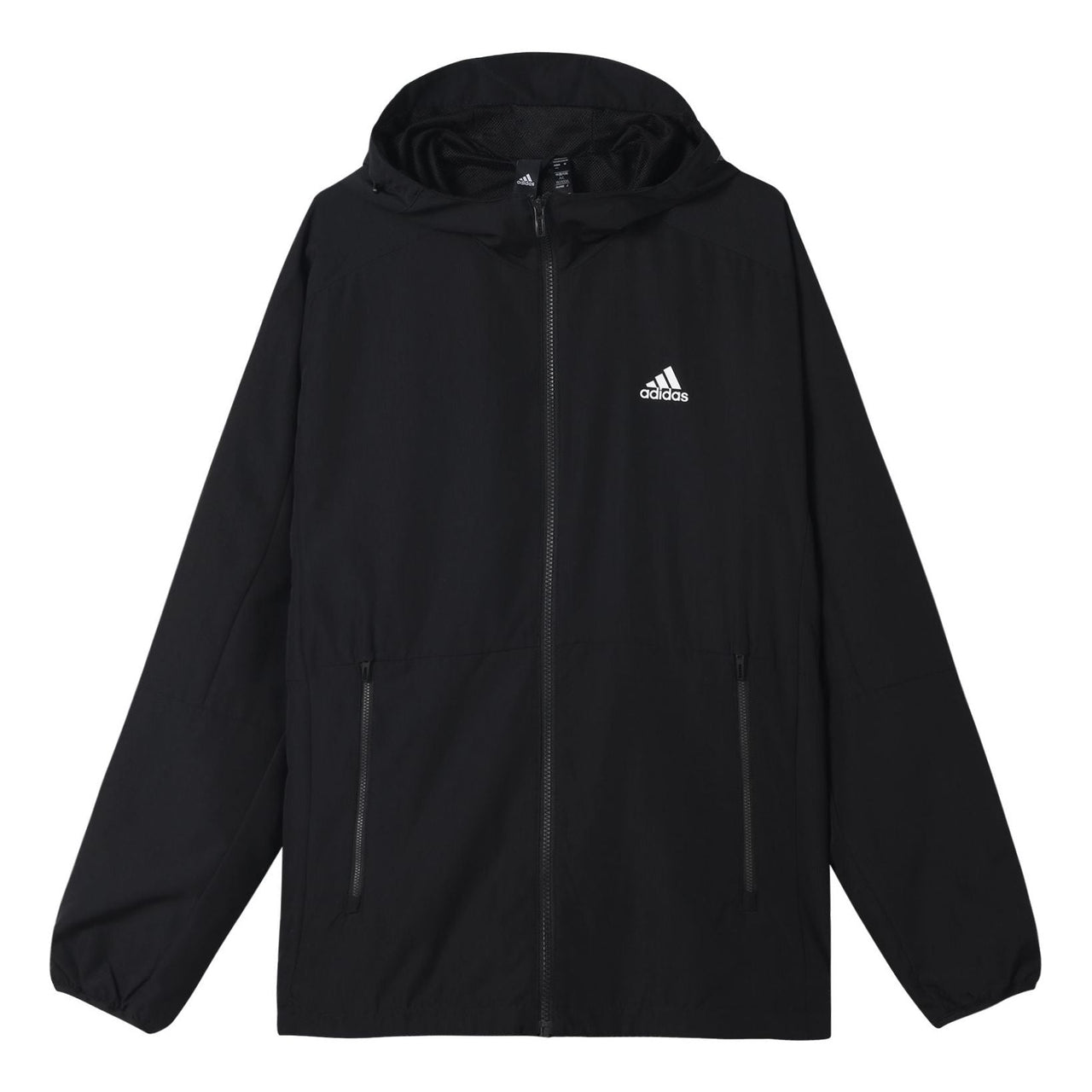 adidas Sports Long Sleeves Woven Windproof hooded Logo Jacket Black H40228