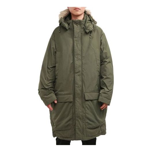 adidas originals Down Fur Parka Casual Sports Stay Warm hooded down Jacket Green GE1317