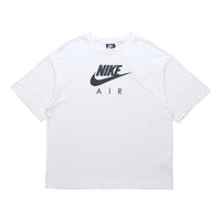 (WMNS) Nike Air Logo Printing Loose Knit Sports Short Sleeve White DB3841-100