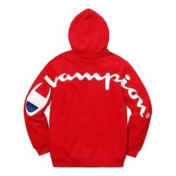 Supreme x Champion Hooded Sweatshirt 'Red White' SUP-SS18-530