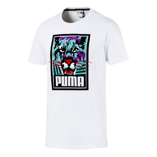 PUMA logo Printing Short Sleeve White 596037-02