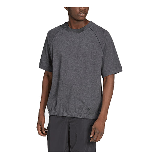 Men's adidas Solid Color Round Neck Straight Short Sleeve Dark Grey T-Shirt HD4790