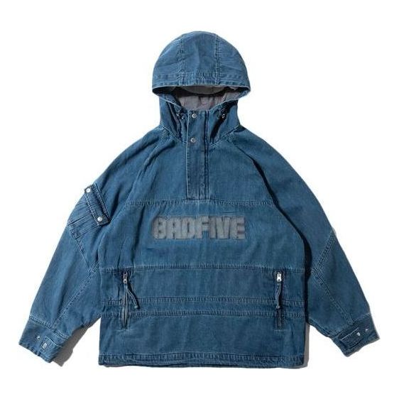 Li-Ning BadFive Logo Half Zip Denim Hooded Jacket 'Indigo' AFDR909-1