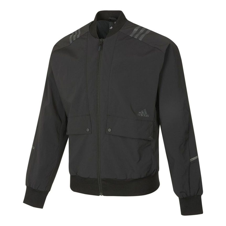 Men's adidas Sports Stylish Solid Color Logo Minimalistic Jacket Black H40231