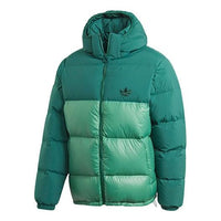 adidas originals Down Regen Puff Stay Warm Splicing Sports hooded down Jacket Green GE1329