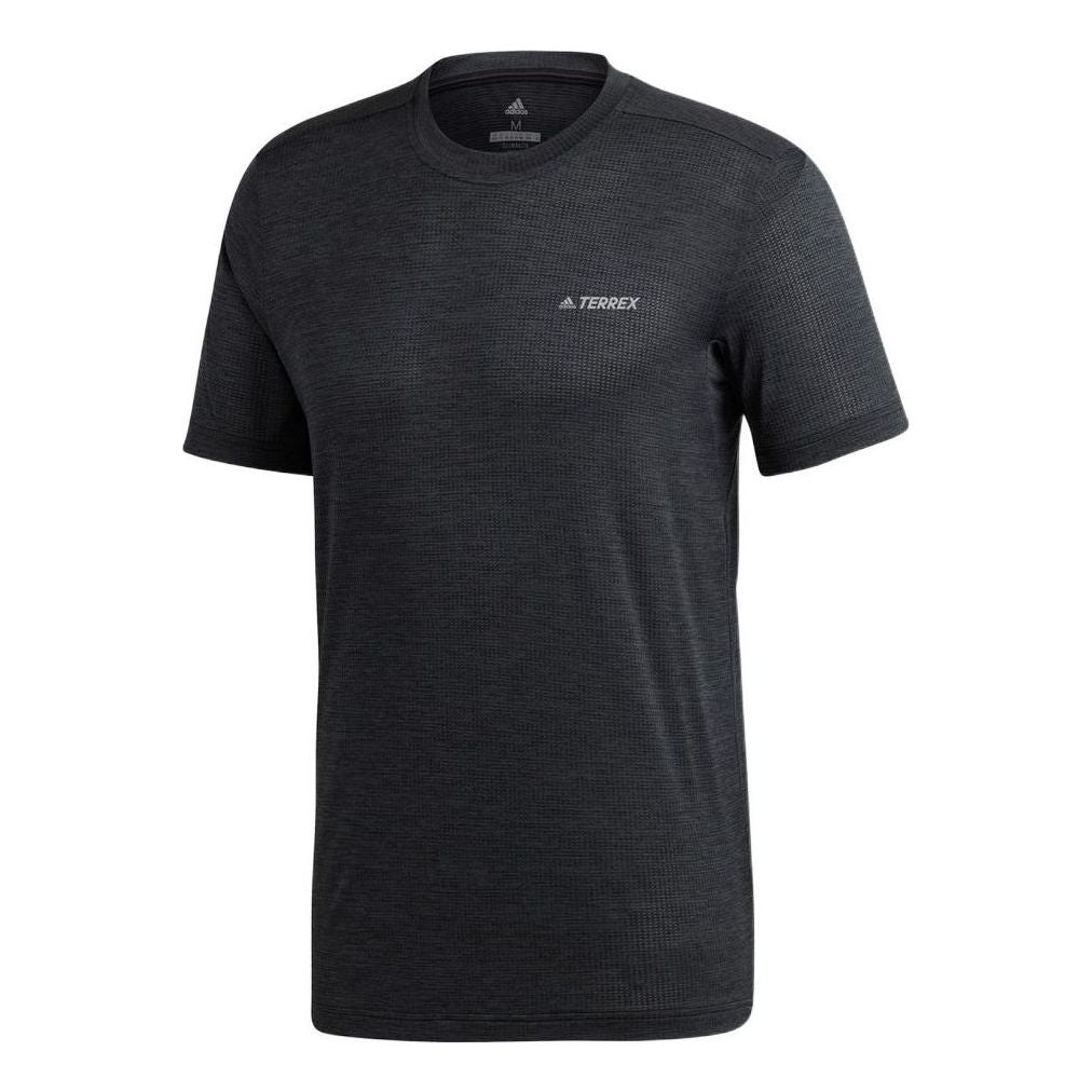 Men's adidas Sports Logo Solid Color Short Sleeve Carbon Black T-Shirt CZ0160