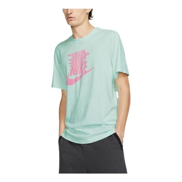 Men's Nike Sportswear Large Logo Pattern Printing Round Neck Sports Short Sleeve Green T-Shirt BQ1266-336