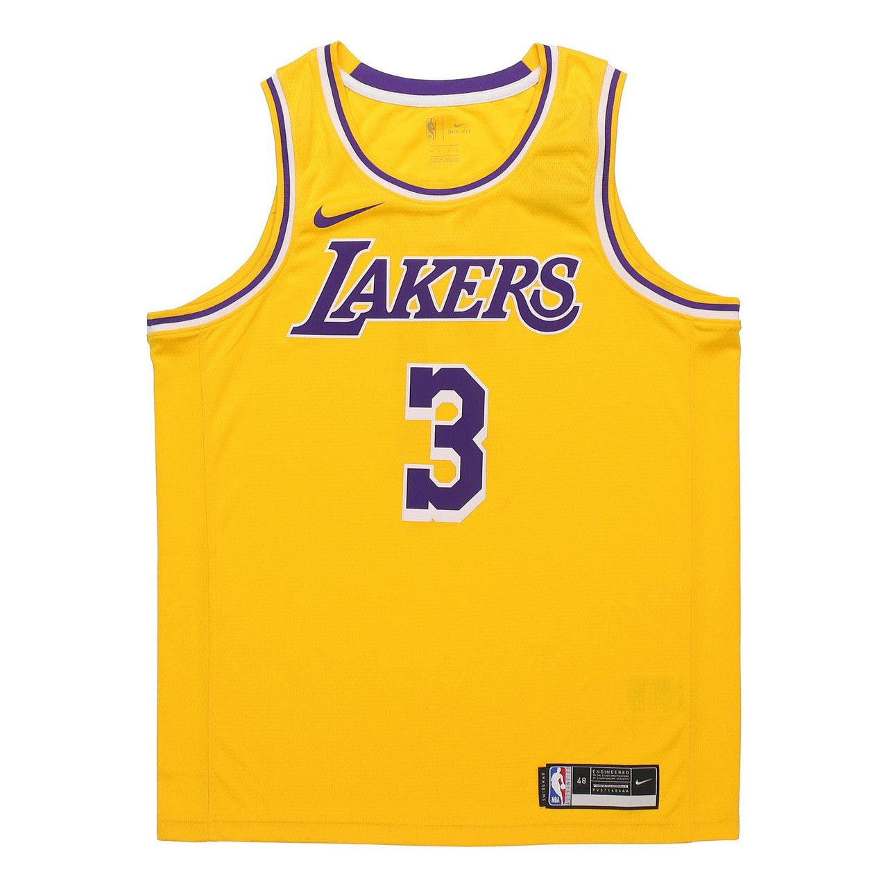 Nike NBA Sports Basketball Jersey/Vest SW Fan Edition 20 Season Los Angeles Lakers Davis No. 3 Yellow CW3669-728