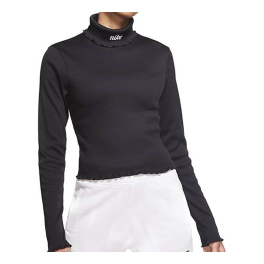 (WMNS) Nike Sportswear Ribbed Long Sleeves Tops Black CU5365-010