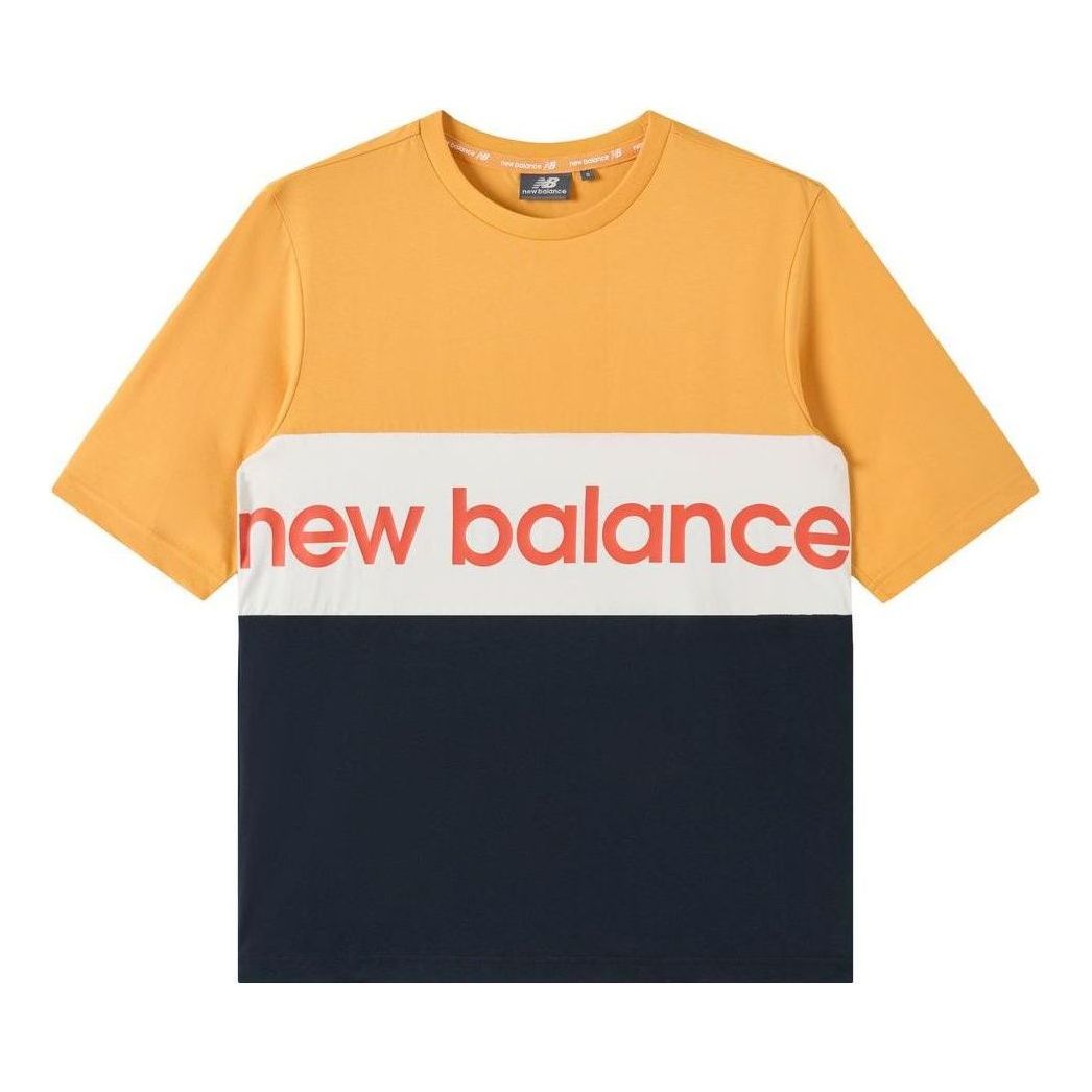 New Balance Logo Printed Colorblock Tee 'Orange White Black' NE92S023-YW