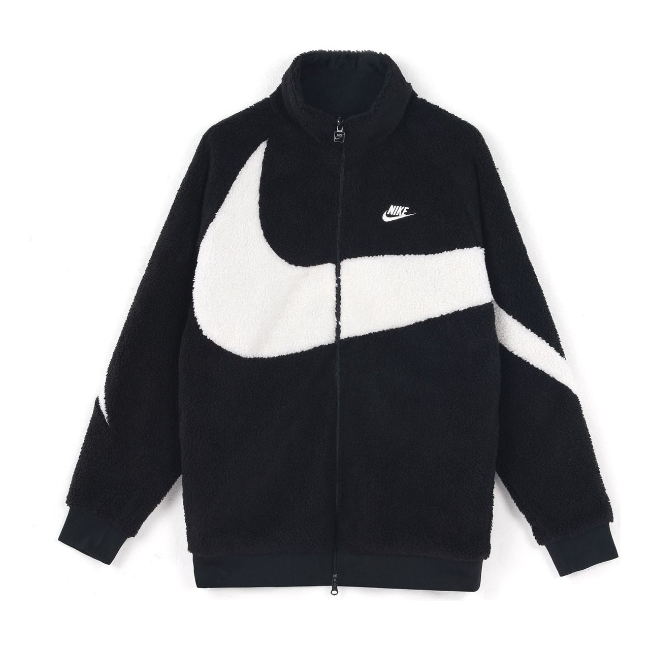 Nike Big Swoosh Reversible Boa Jacket Asia Sizing 'Black White' BQ6546-011