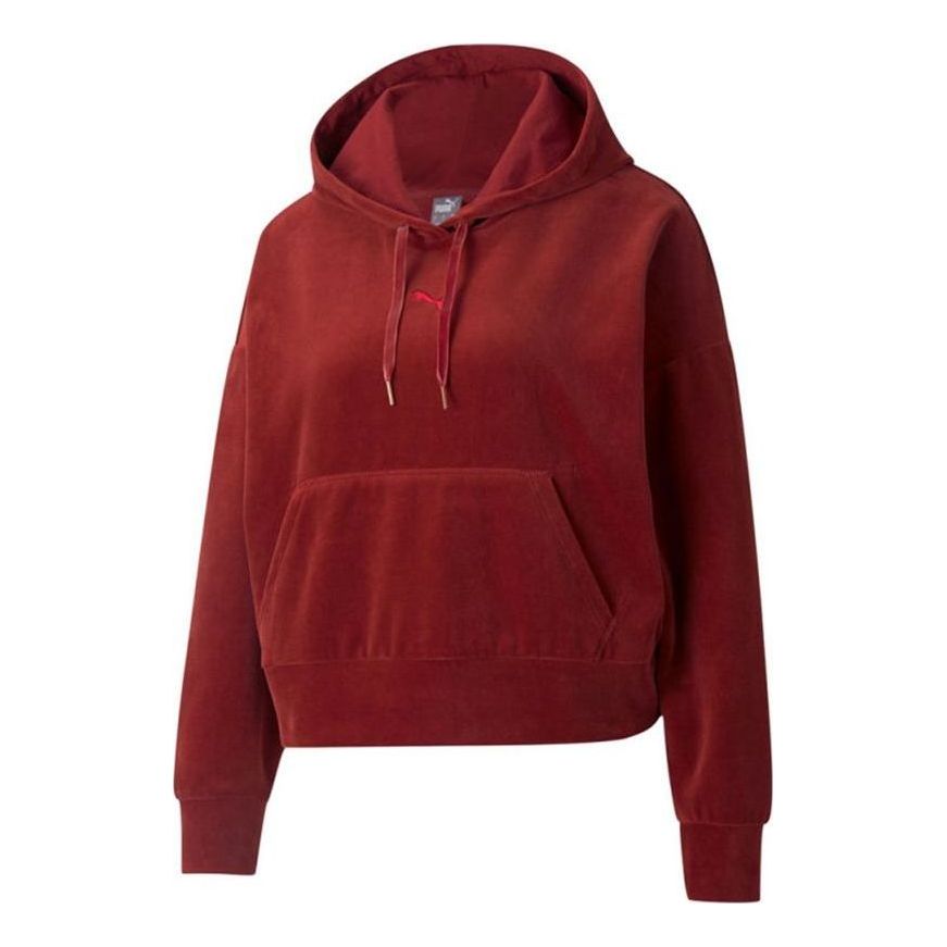 (WMNS) PUMA Her Velour Hoodie 'Burgundy' 846417-22