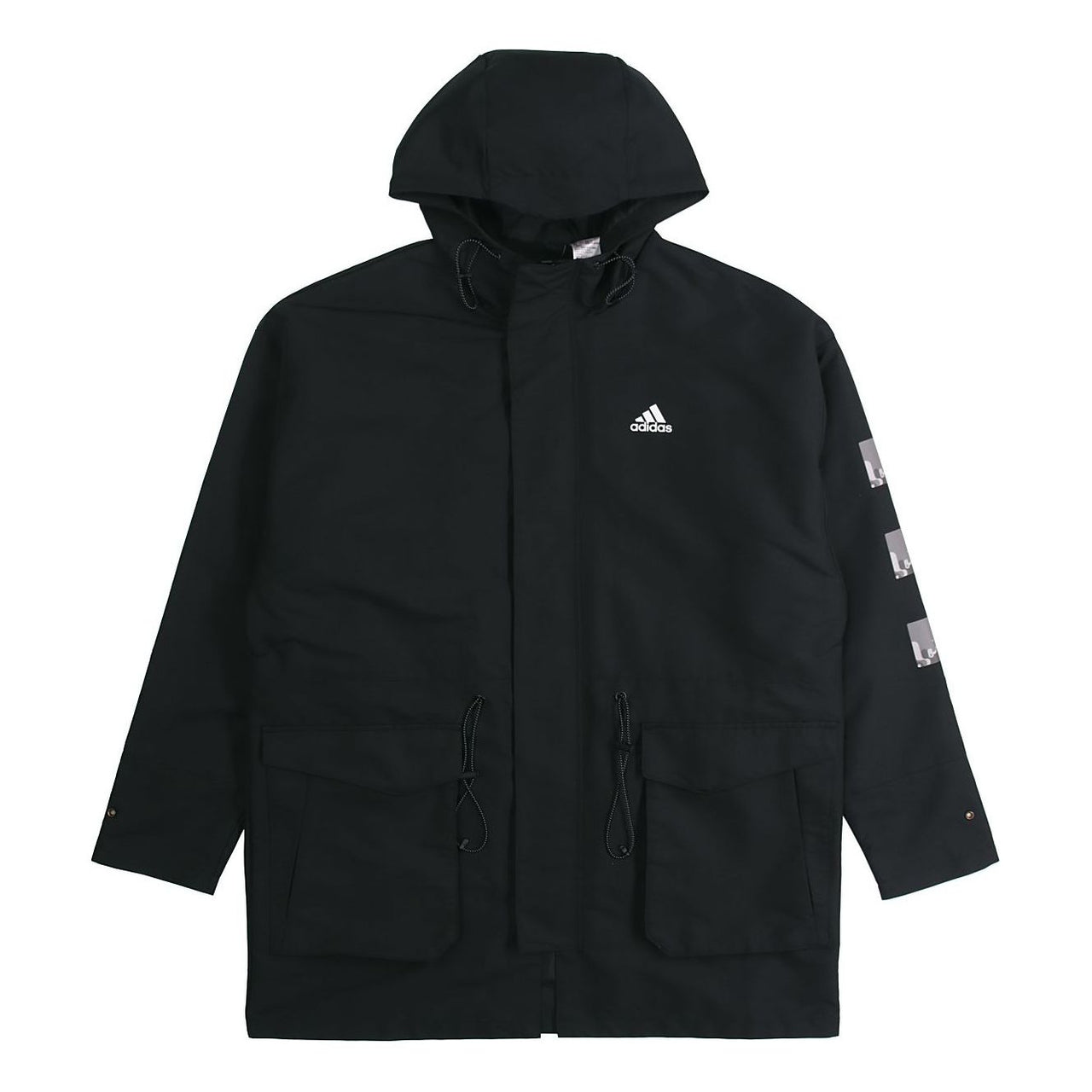 adidas Cny Jkt Top Sports Training Printing hooded Fleece Lined Woven Jacket Black H37917