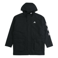 adidas Cny Jkt Top Sports Training Printing hooded Fleece Lined Woven Jacket Black H37917