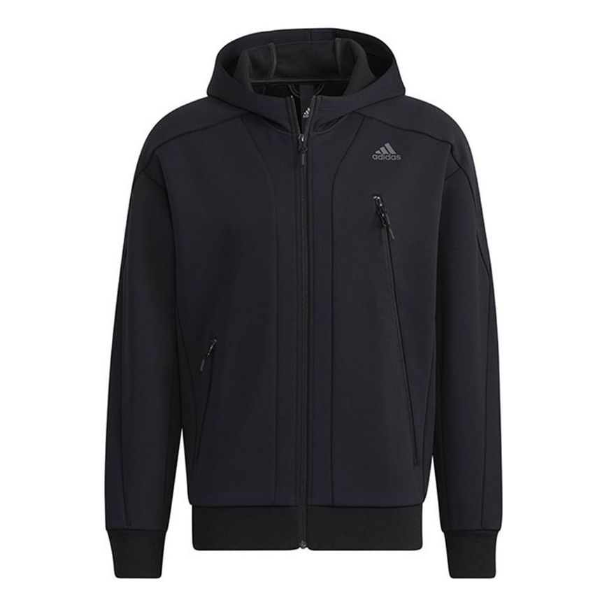 adidas Sports hooded casual Jacket Black H39237