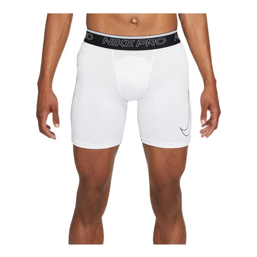 Men's Nike Pro Dri-FIT Training Sports Elastic Logo Breathable Gym Shorts White DD1918-100