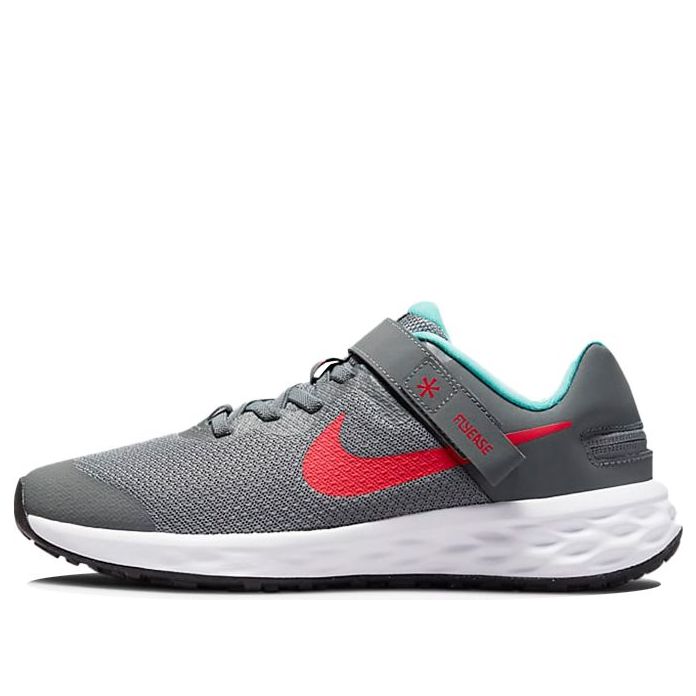 (GS) Nike Revolution 6 FlyEase 'Smoke Grey Siren Red' DD1113-006