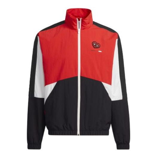 adidas neo U Spdr Jkt Colorblock Woven Sports Stand Collar Jacket Red H55131