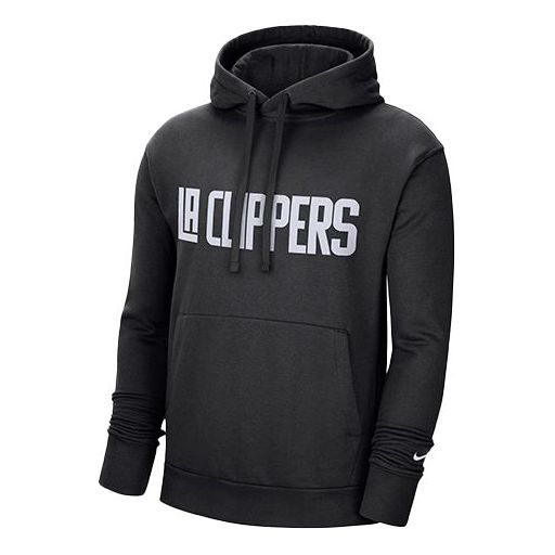 Nike Ce Logo Nba Sports Printing Los Angeles Clippers hooded Pullover Fleece Black DC0807-010