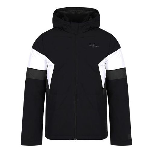 adidas neo Colorblock Sports Stay Warm hooded Windproof Down Jacket Black GJ8861