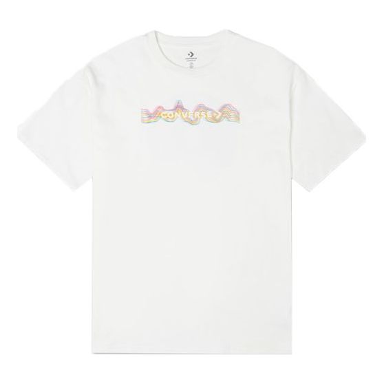 Men's Converse Printing Sports Knit Loose Short Sleeve White 10022775-A01