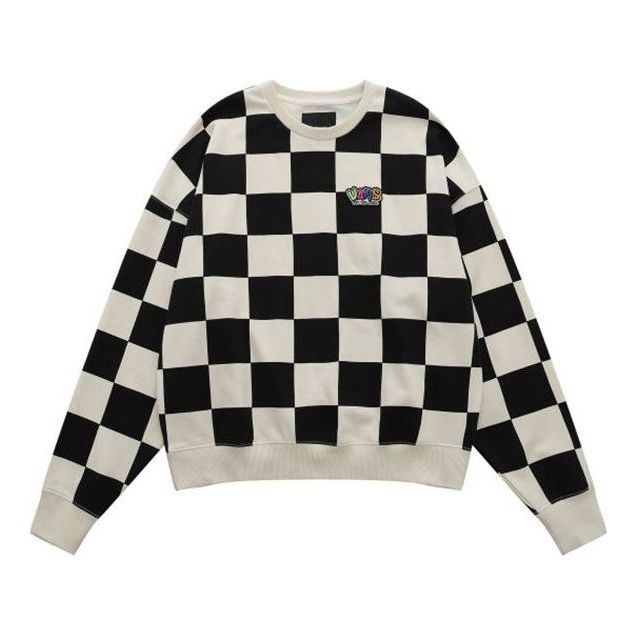 Vans Checkerboard Round Neck Pullover Sweatshirt 'Black White' VN0A5H98J0Z
