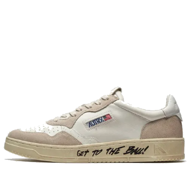 Autry Medalist Leather Low Lettering 'Get Out The Ball - Beige' AULM-LD01