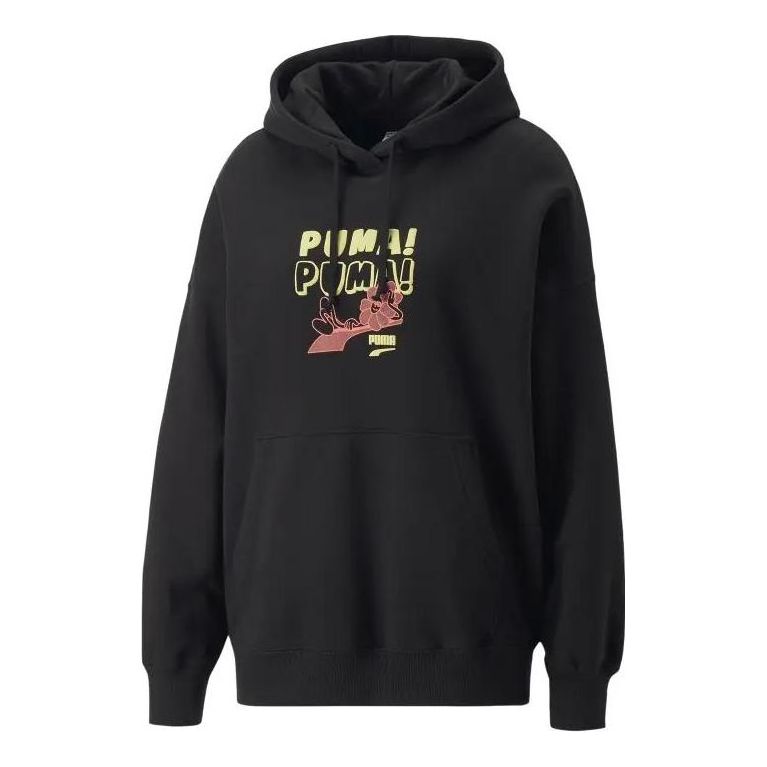 (WMNS) PUMA Downtown Oversized Graphic Hoodie 'Black' 537633-01